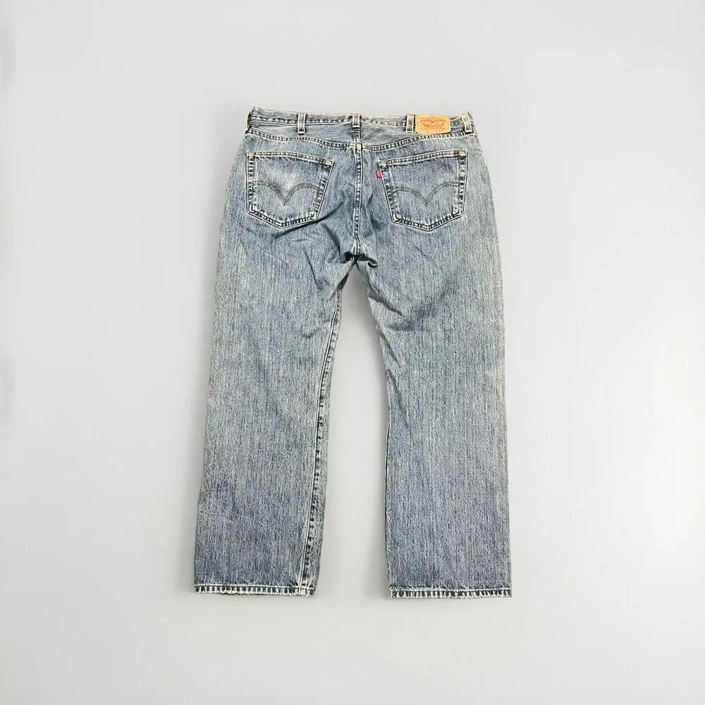 Levi's 501 Button Fly High-Rise Straight Leg Light Wash Denim Jeans Size 40x30